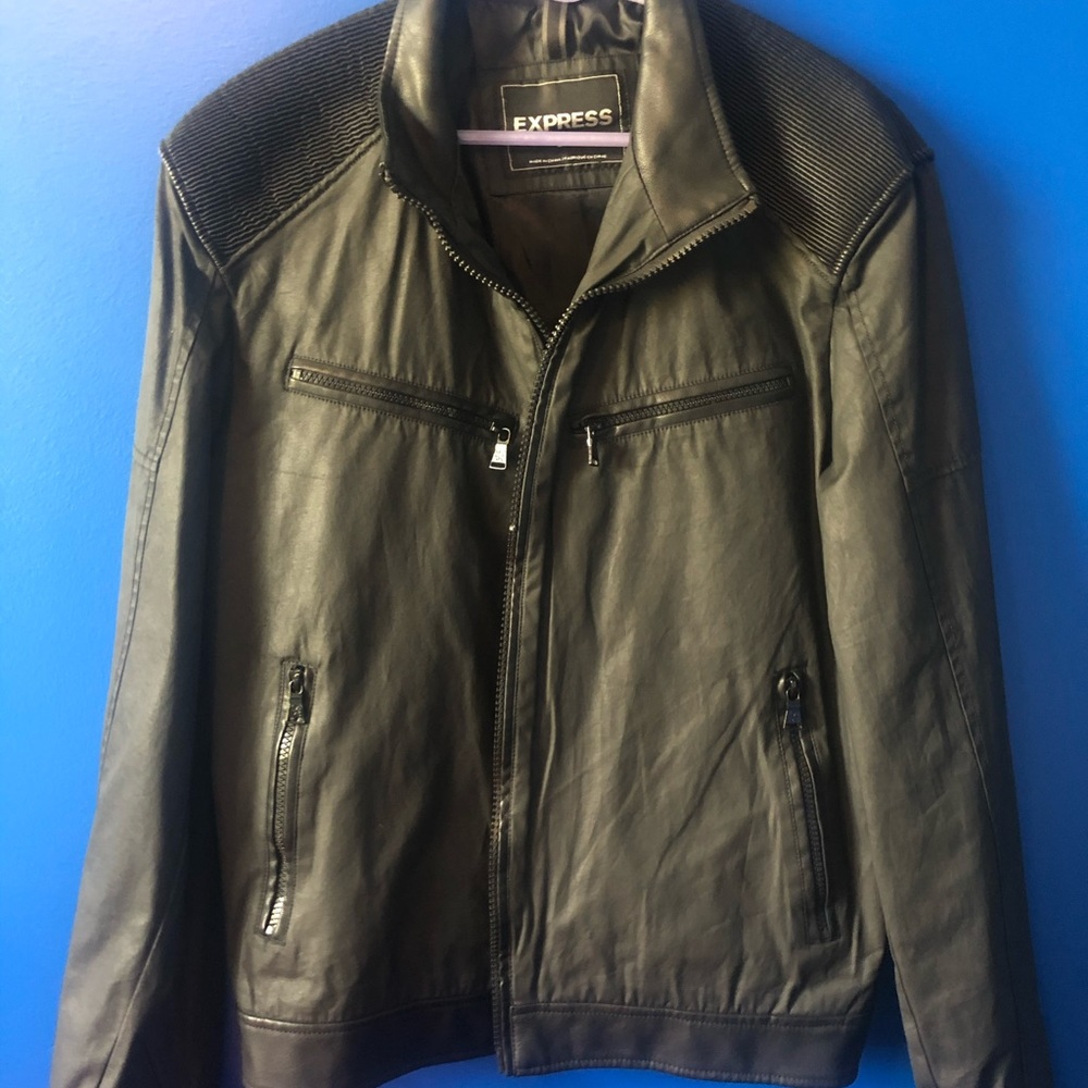 Express Men Bomber Jacket with Leather